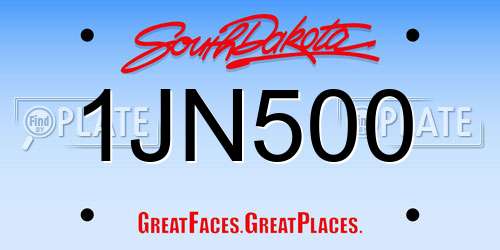 1JN500 South Dakota License Plate