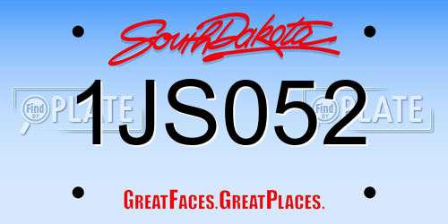 1JS052 South Dakota License Plate