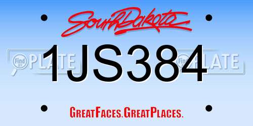 1JS384 South Dakota License Plate