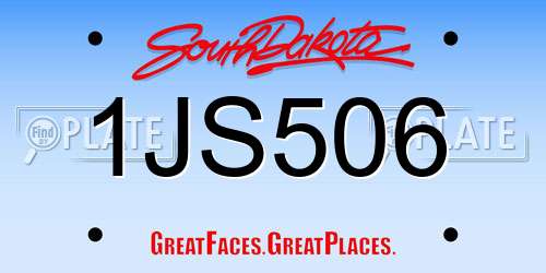 1JS506 South Dakota License Plate