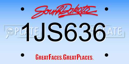 1JS636 South Dakota License Plate