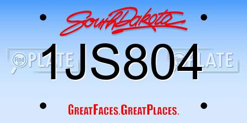 1JS804 South Dakota License Plate
