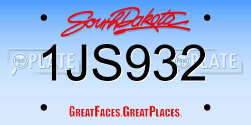 1JS932 South Dakota License Plate