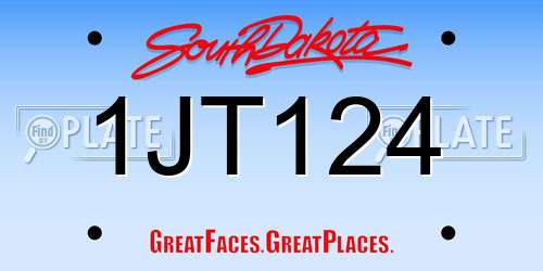 1JT124 South Dakota License Plate