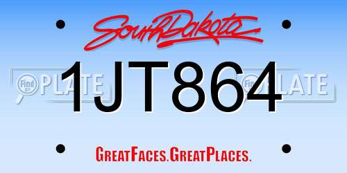 1JT864 South Dakota License Plate