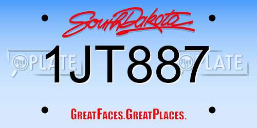 1JT887 South Dakota License Plate