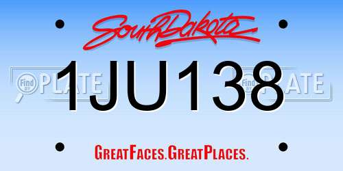 1JU138 South Dakota License Plate