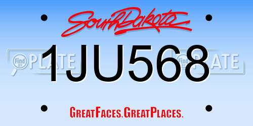 1JU568 South Dakota License Plate