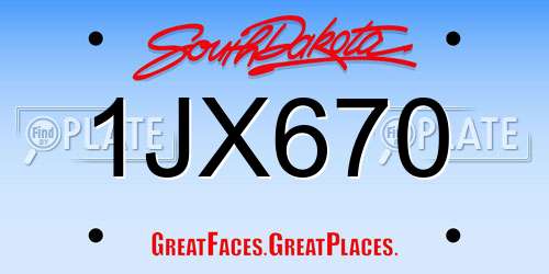 1JX670 South Dakota License Plate
