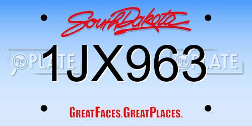 1JX963 South Dakota License Plate