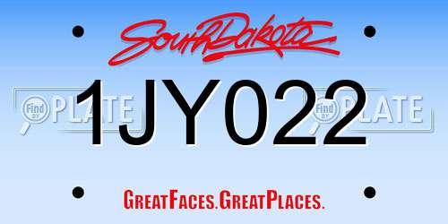 1JY022 South Dakota License Plate