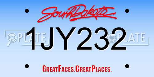 1JY232 South Dakota License Plate