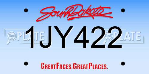 1JY422 South Dakota License Plate