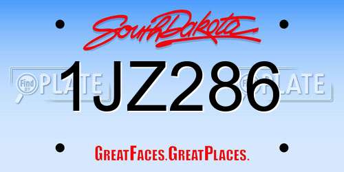 1JZ286 South Dakota License Plate