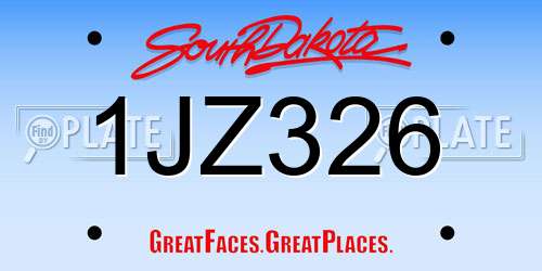 1JZ326 South Dakota License Plate