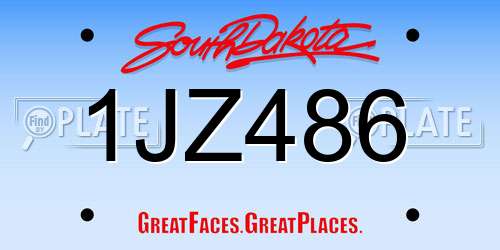 1JZ486 South Dakota License Plate