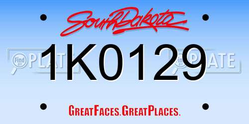 1K0129 South Dakota License Plate