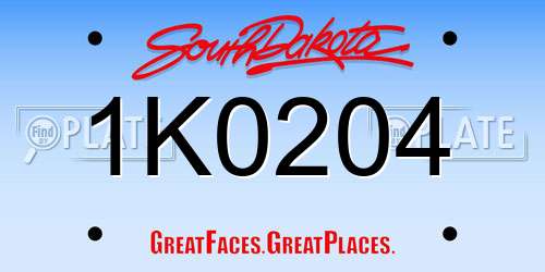 1K0204 South Dakota License Plate
