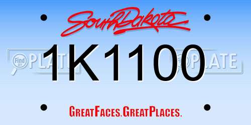 1K1100 South Dakota License Plate