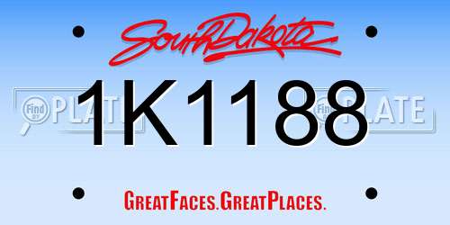 1K1188 South Dakota License Plate