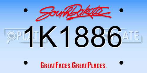 1K1886 South Dakota License Plate