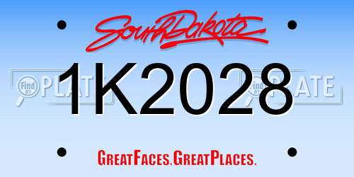 1K2028 South Dakota License Plate