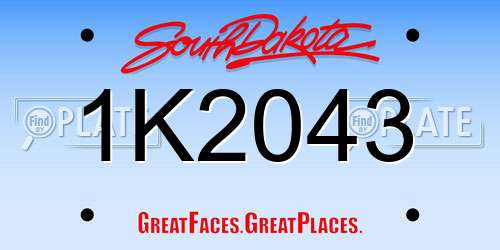 1K2043 South Dakota License Plate
