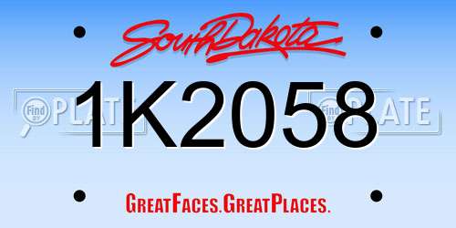 1K2058 South Dakota License Plate
