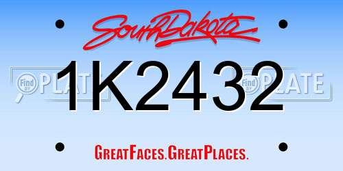 1K2432 South Dakota License Plate