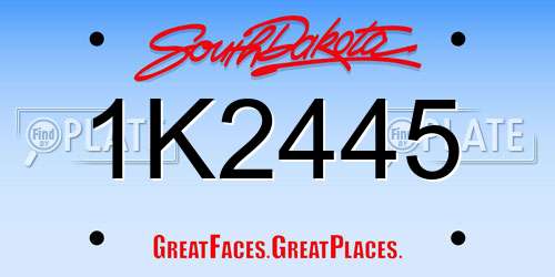 1K2445 South Dakota License Plate