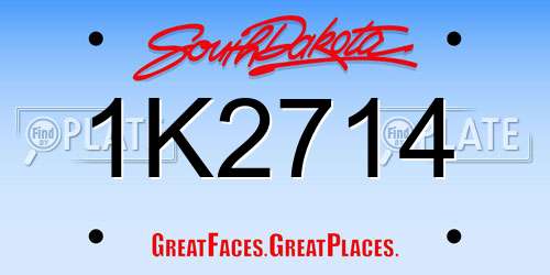 1K2714 South Dakota License Plate