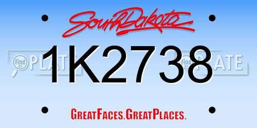 1K2738 South Dakota License Plate