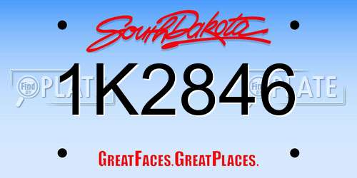 1K2846 South Dakota License Plate