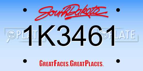 1K3461 South Dakota License Plate