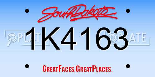1K4163 South Dakota License Plate