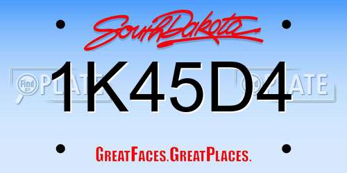1K45D4 South Dakota License Plate