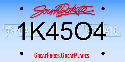 1K45O4 South Dakota License Plate