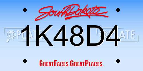 1K48D4 South Dakota License Plate