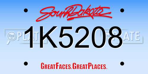 1K5208 South Dakota License Plate