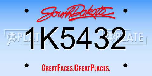 1K5432 South Dakota License Plate