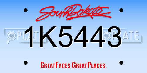 1K5443 South Dakota License Plate