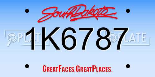 1K6787 South Dakota License Plate