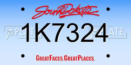 1K7324 South Dakota License Plate