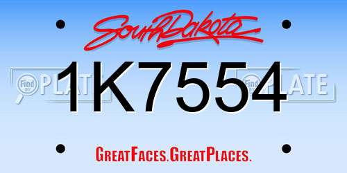 1K7554 South Dakota License Plate