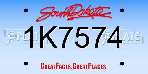 1K7574 South Dakota License Plate