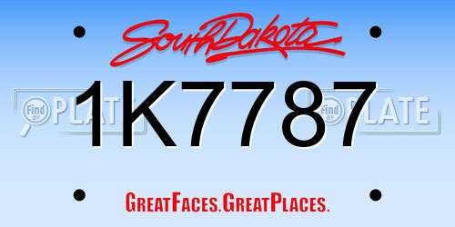 1K7787 South Dakota License Plate