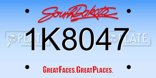 1K8047 South Dakota License Plate