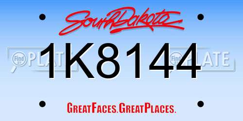 1K8144 South Dakota License Plate
