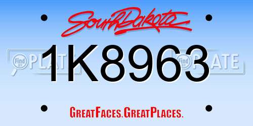 1K8963 South Dakota License Plate