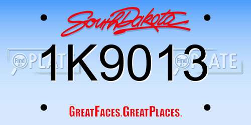1K9013 South Dakota License Plate